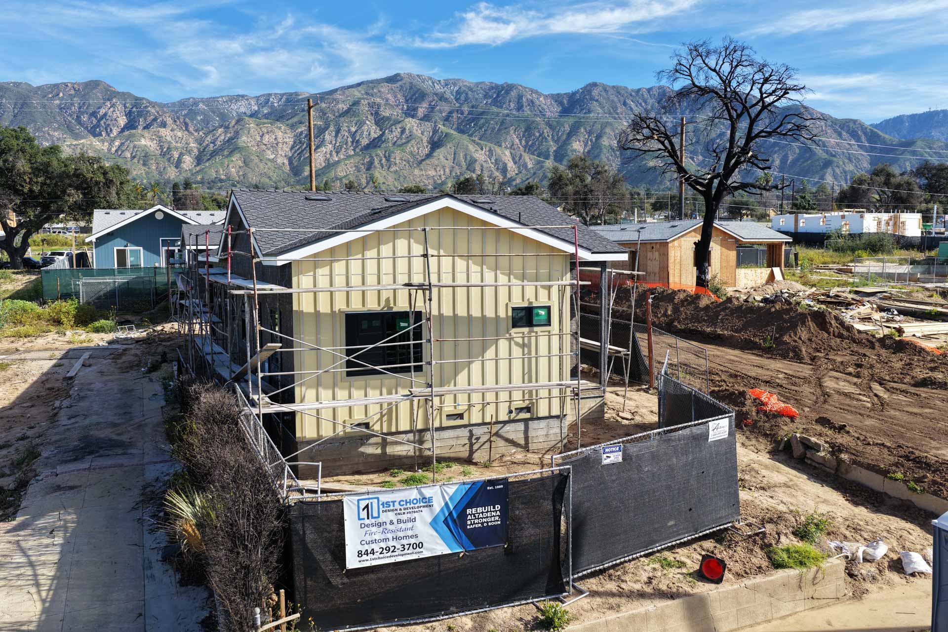 Fire rebuild construction in progress