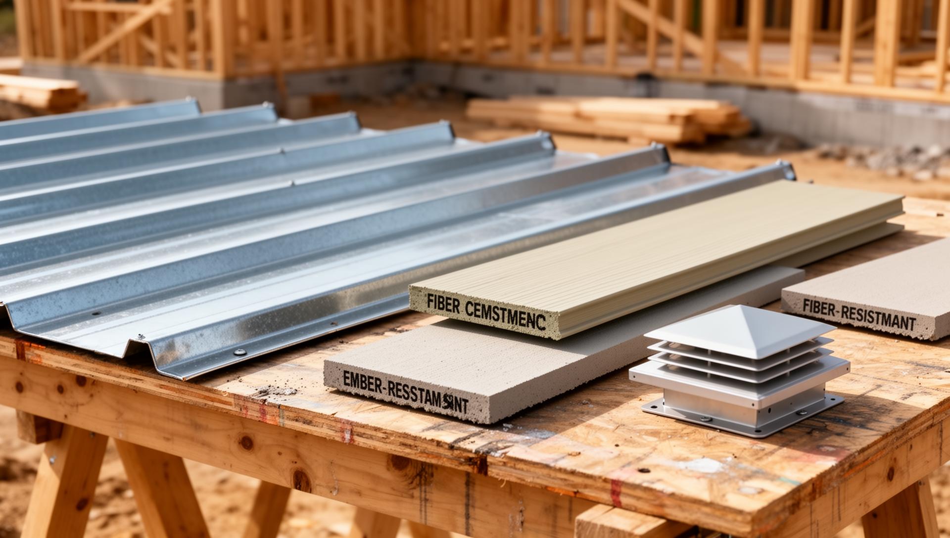 Fire-resistant building materials on construction site